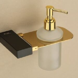 APPLE TOOLS AND HARDWARES STYLISH LUXURIOUS STAINESS STEEL BATHROOM ACCESSORIES, BATH COLLECTIONS SPRIDE PVD GOLD WITH BLACK SOAP DISPENSER