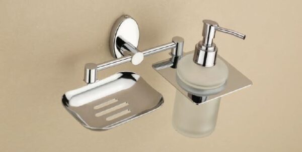 APPLE TOOLS AND HARDWARES STYLISH LUXURIOUS STAINESS STEEL BATHROOM ACCESSORIES, BATH COLLECTIONS LOREN CHROME SOAP DISH + SOAP DISPENSER + TUMBLER HOLDER